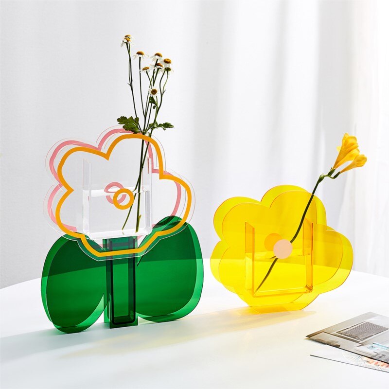 Acrylic Colorful Flower Shape Vase