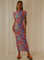 Multicolor Graphic Print Maxi Dress