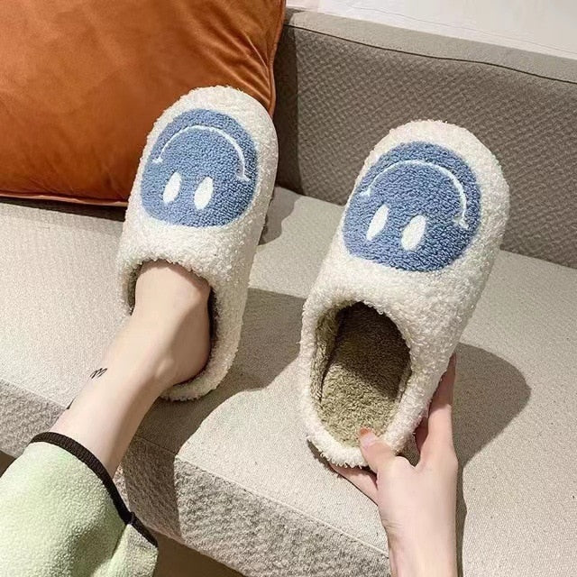 Smiley Face Plush Slippers
