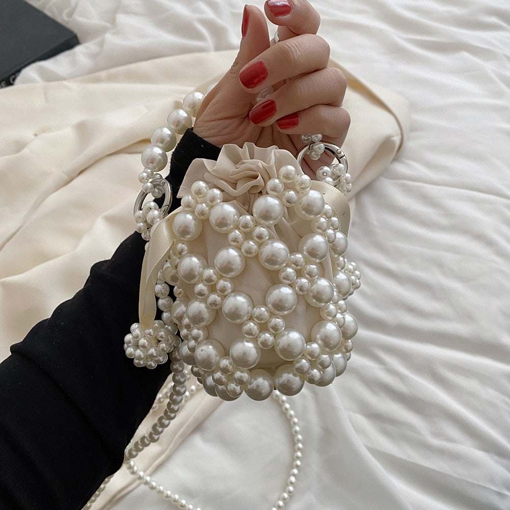Mini Pearl Beaded Crossbody Bag