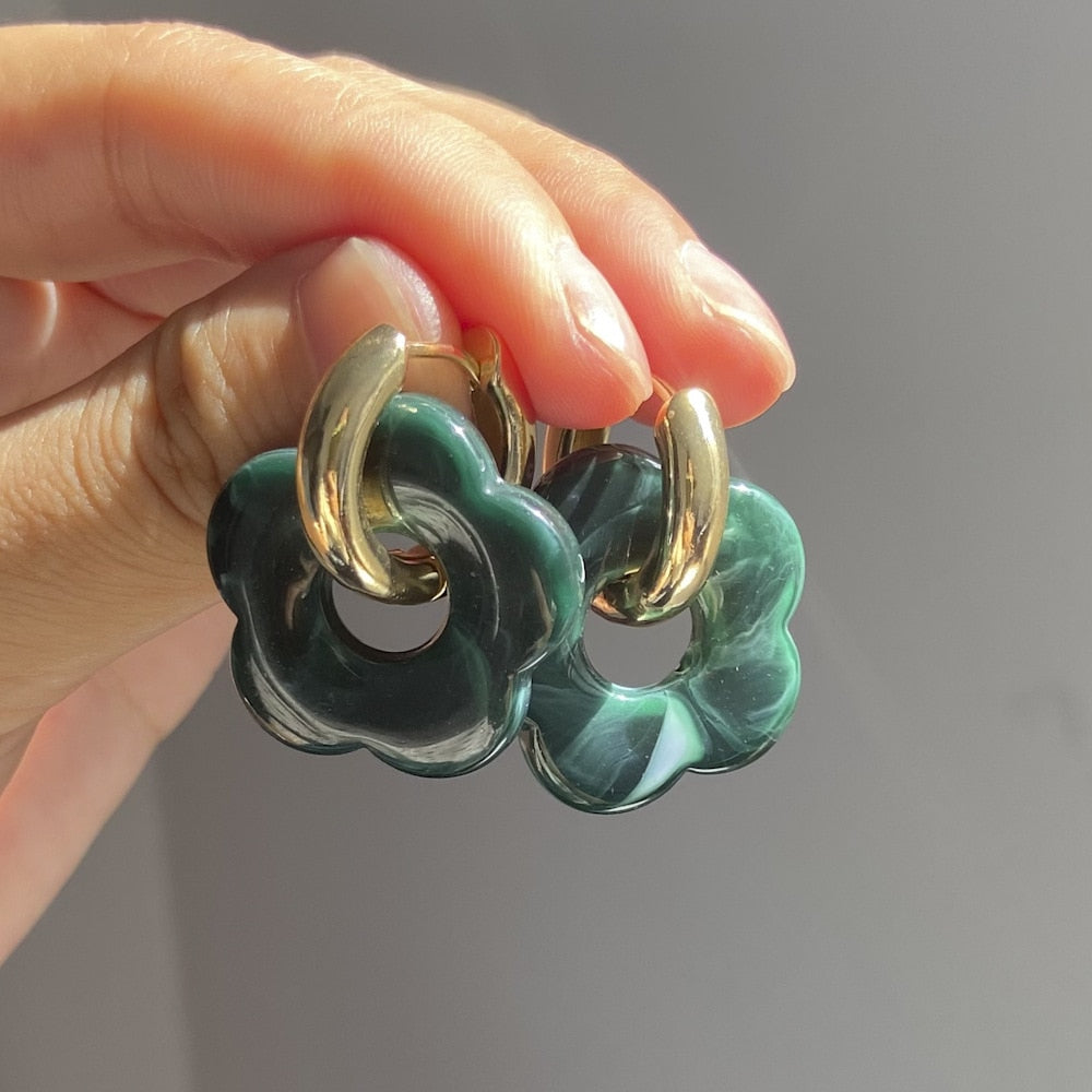 Flower Resin Acrylic Earrings