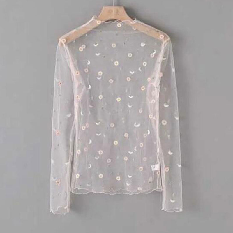 Turtleneck Daisy See Through T-shirt
