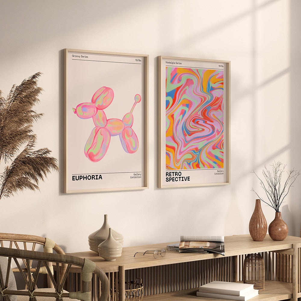 70s Aesthetic Gradient Aura Abstract Wall Art