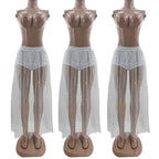 High Waist See Through Lace Maxi Skirt