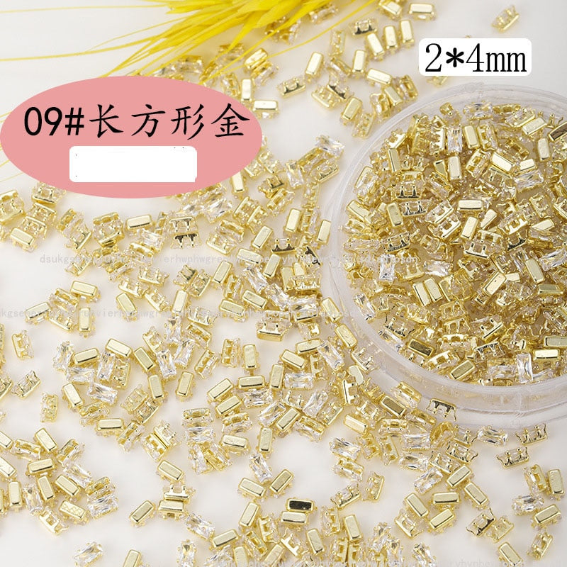 50Pcs Gold /Silver Sparkle Mini Flatback Diamonds