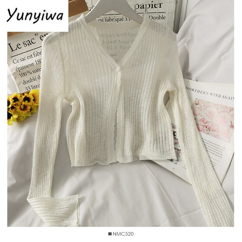 Knitted Cardigans Crop Top
