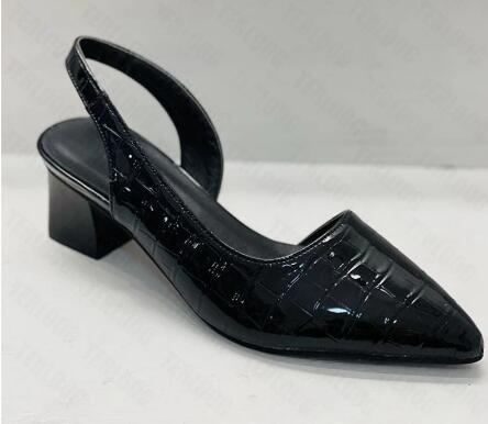 Black Pumps Mid Chunky Heels Sandals Shoes
