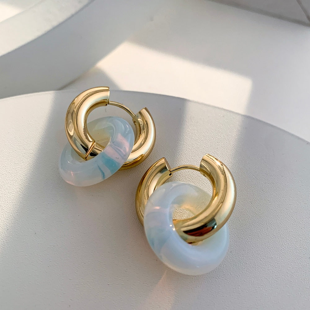 Transparent Resin Geometric Hoop Earrings