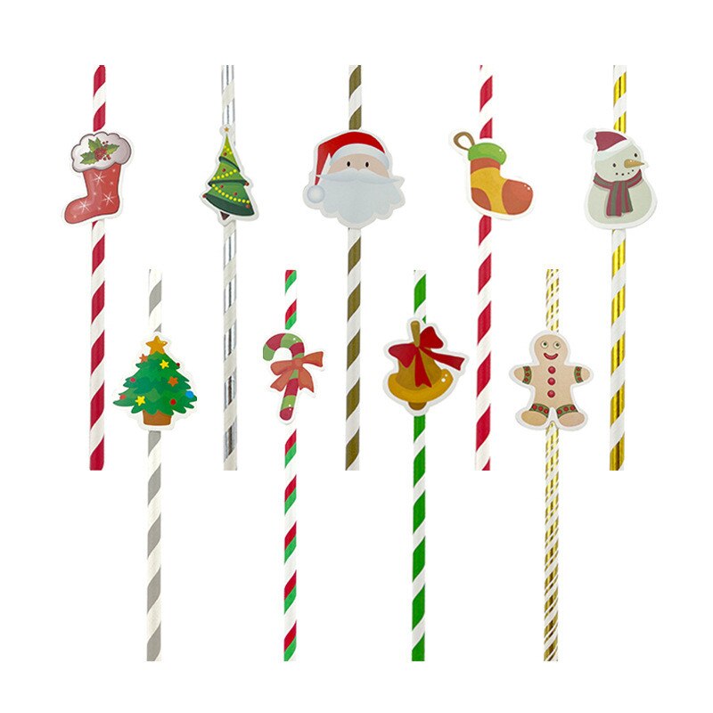 10Pcs/pack Christmas Disposable Paper Traws