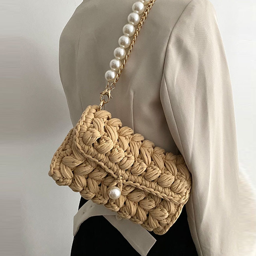Crochet Pearl Shoulder Bag