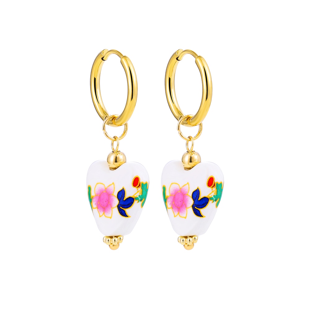 Natural Stone Hoop Earrings