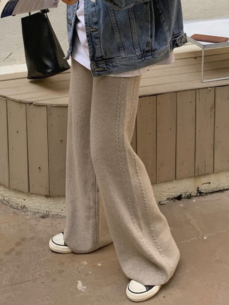 Loose Knitted Wide Leg Pants