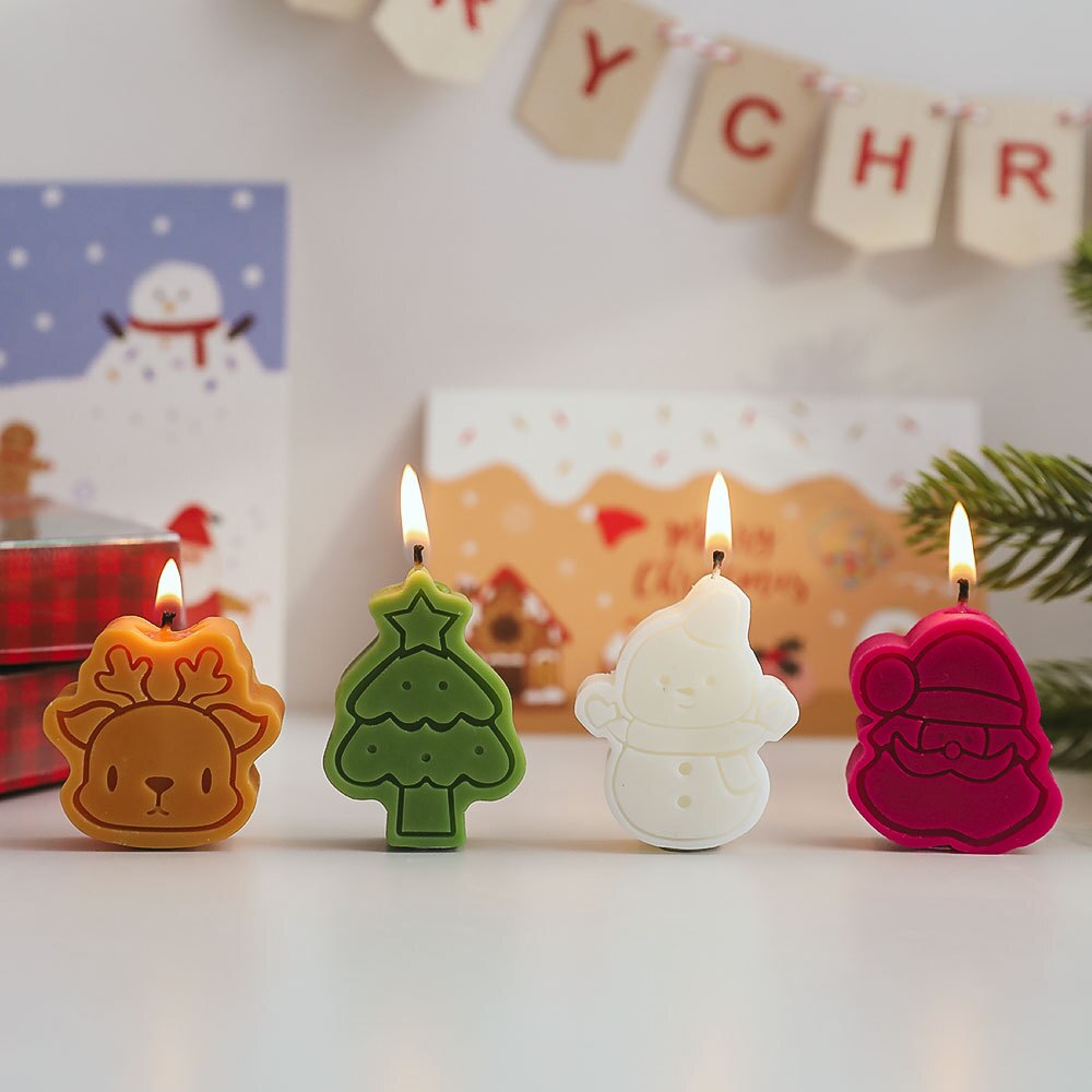 4PCS Christmas Gift Candles Set Decor