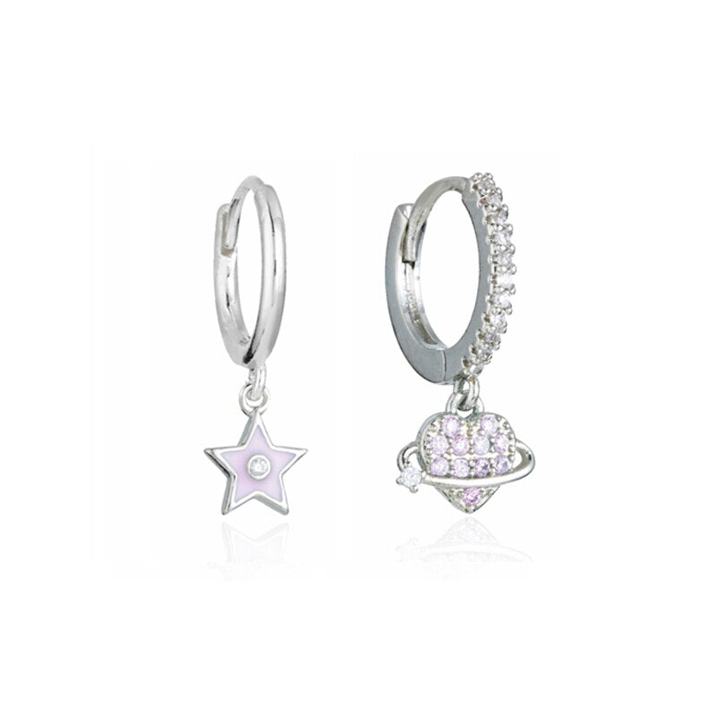 Star Heart Rhinestone Earring