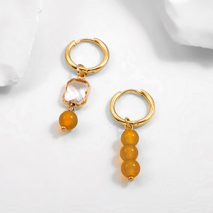 Natural Stone Hoop Earrings
