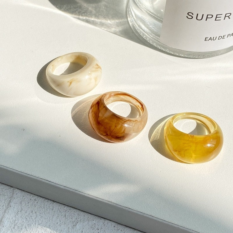 Transparent Resin Geometric Ring