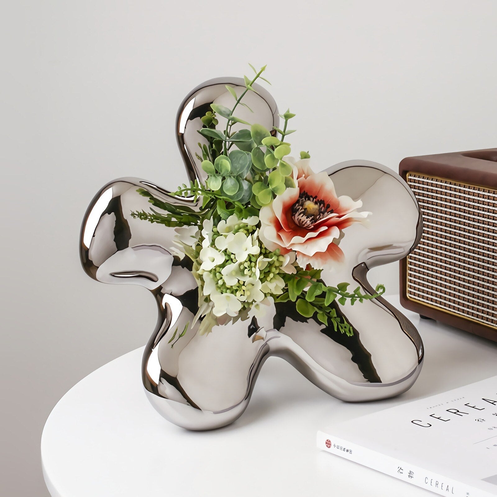 Ceramic Silver Plated Flower Vase