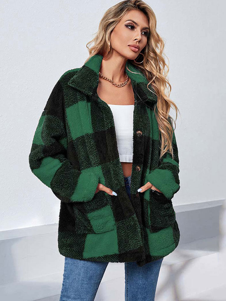 Plaid Faux Fur Jacket