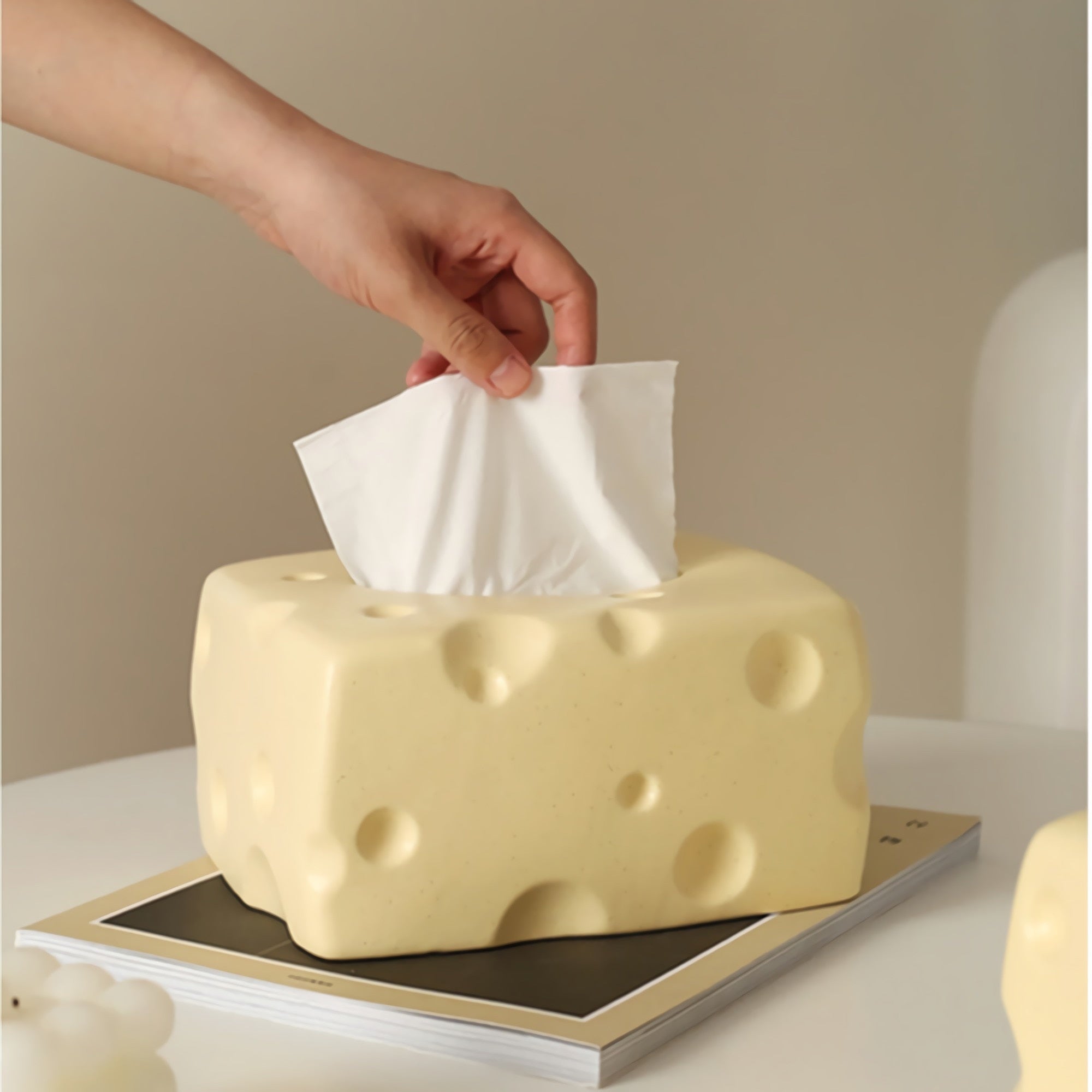 Ceramic Cheese Shape Tissue Box