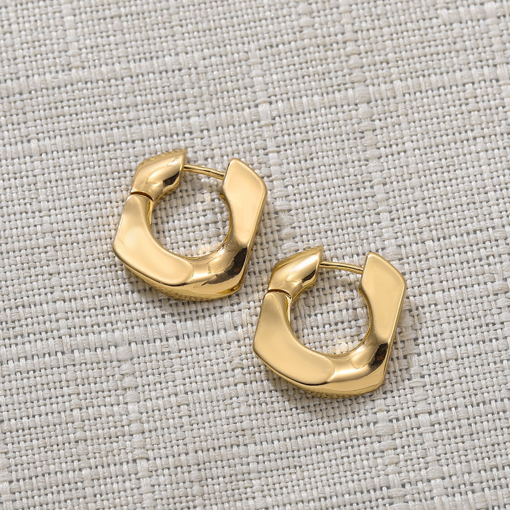 Punk Gold Chunky Hoop Earrings