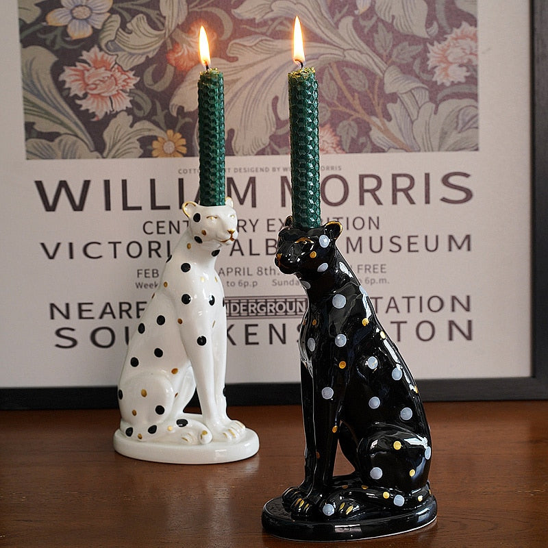 Ceramic Leopard Candle Holder