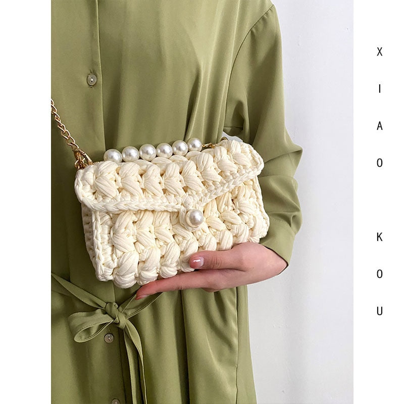 Crochet Pearl Shoulder Bag