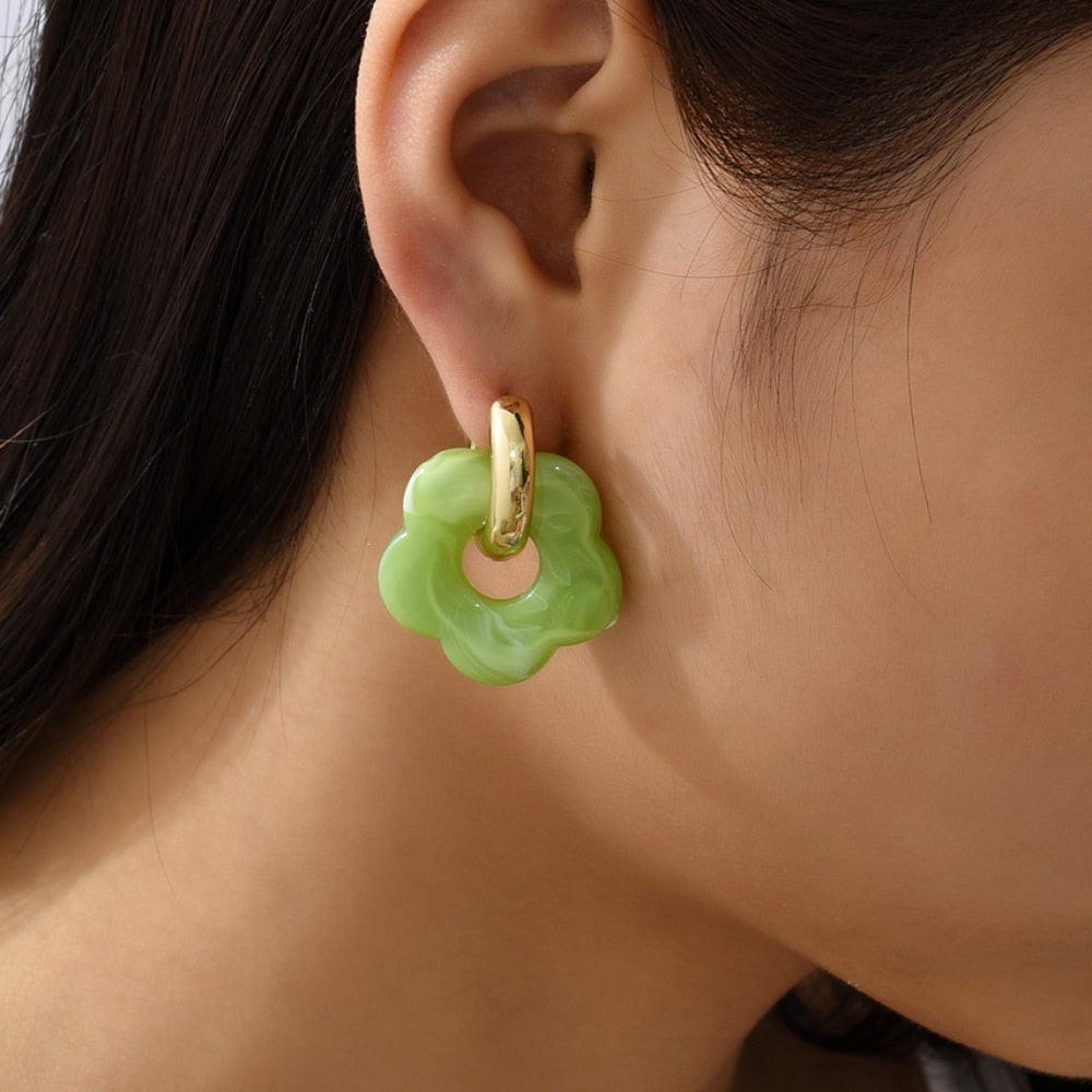 Flower Resin Acrylic Earrings