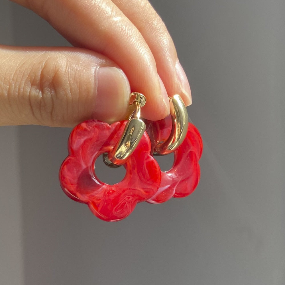 Flower Resin Acrylic Earrings