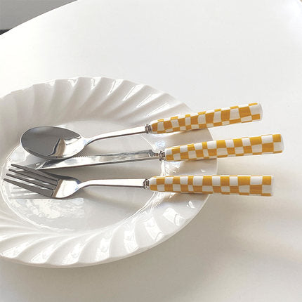Yellow Checkerboard Tableware Set