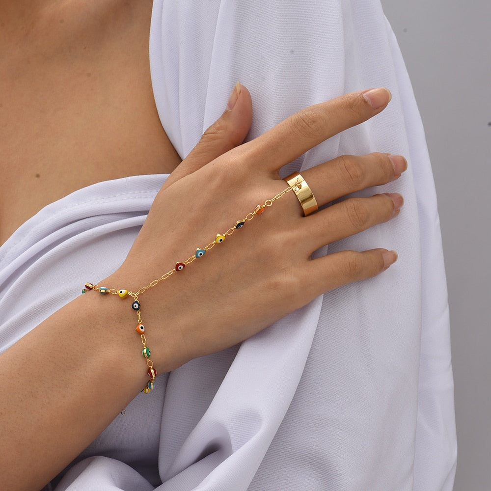 Pearl Chain Bracelet Ring