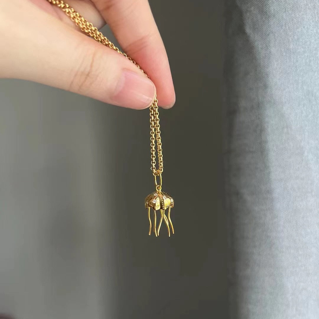 Marine Octopus Jellyfish Pearl Pendant Necklace
