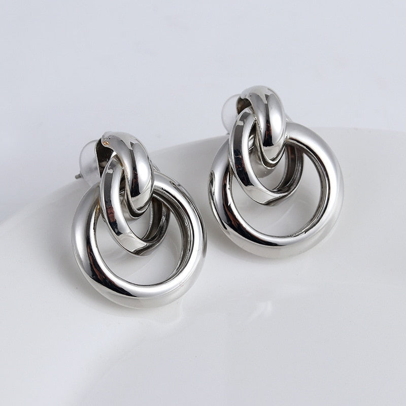 Twist Metal Circle Geometric Round Hoop Earrings