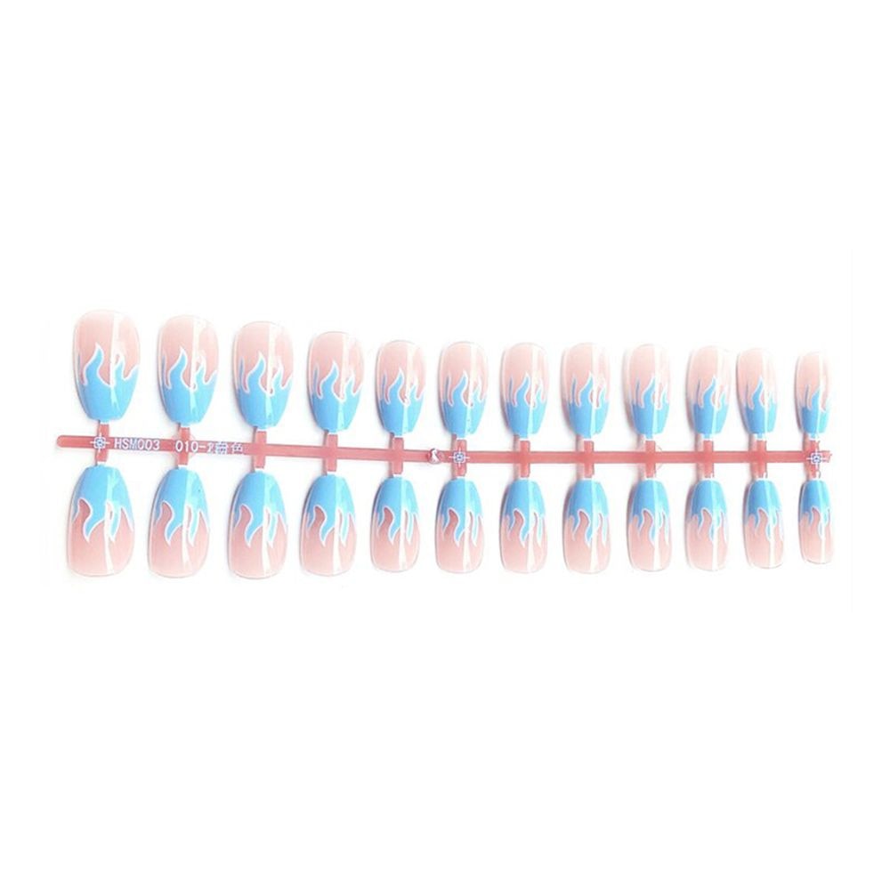 24pcs/Box Wave Line Square Head Press On Nails Pink