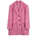 Pink Long Oversize Woolen Coat