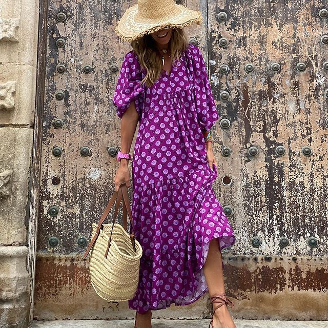Boho Long Dress Floral Print
