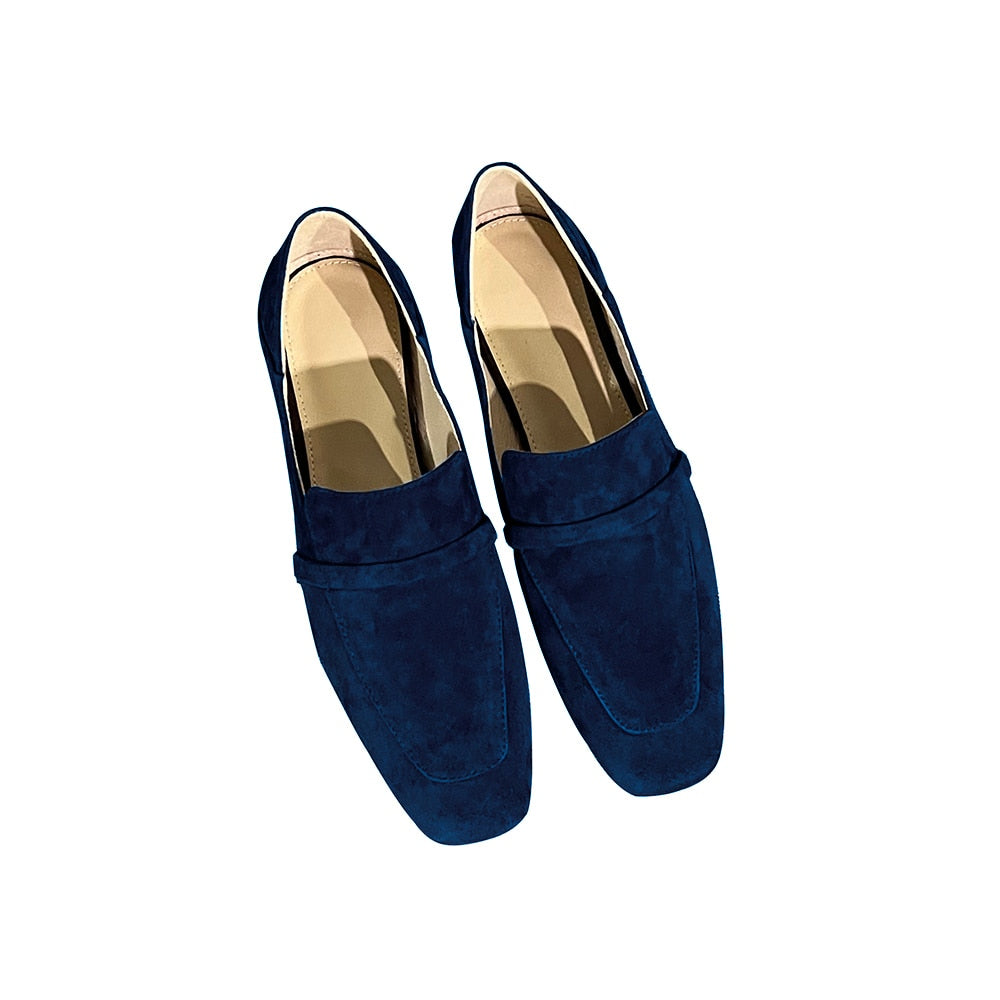 Leather Square Toe Flats Casual Loafers
