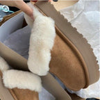 Plush Cotton Platform Slippers