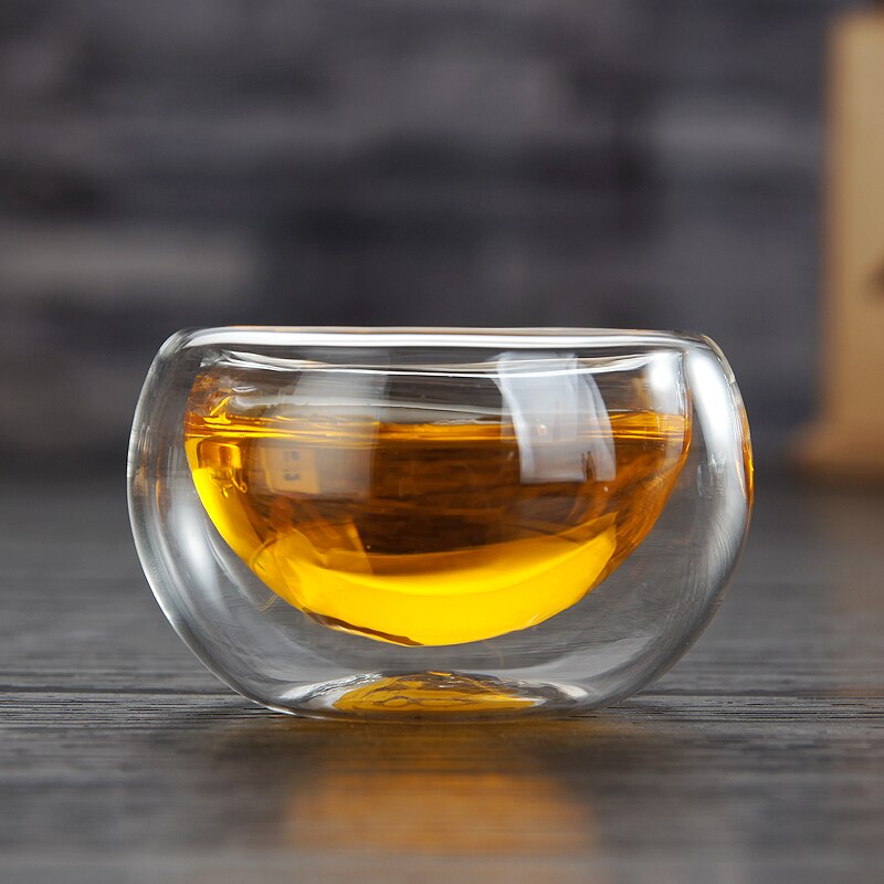 Heat-Resistant Transparent Double Layer Glass Tea Cup Set