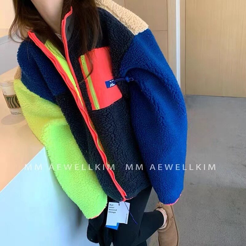 Lamb Fleece Coat Neon Colors