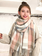 Preppy Style Fringed Scarf