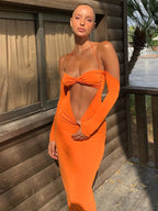 Off Shoulder Halter Maxi Dress