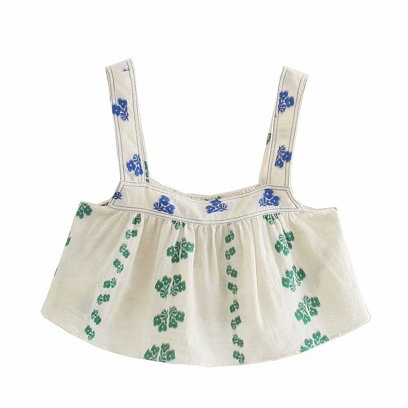 Cotton Linen Beige Folk Two Pieces Set