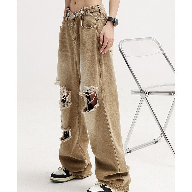 Khaki Wide Leg Jeans