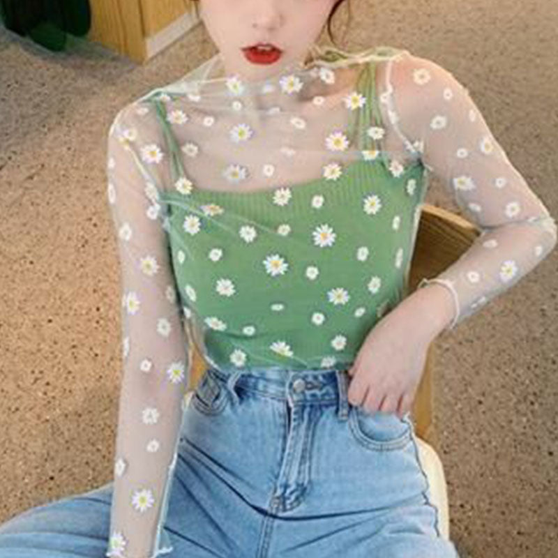 Turtleneck Daisy See Through T-shirt