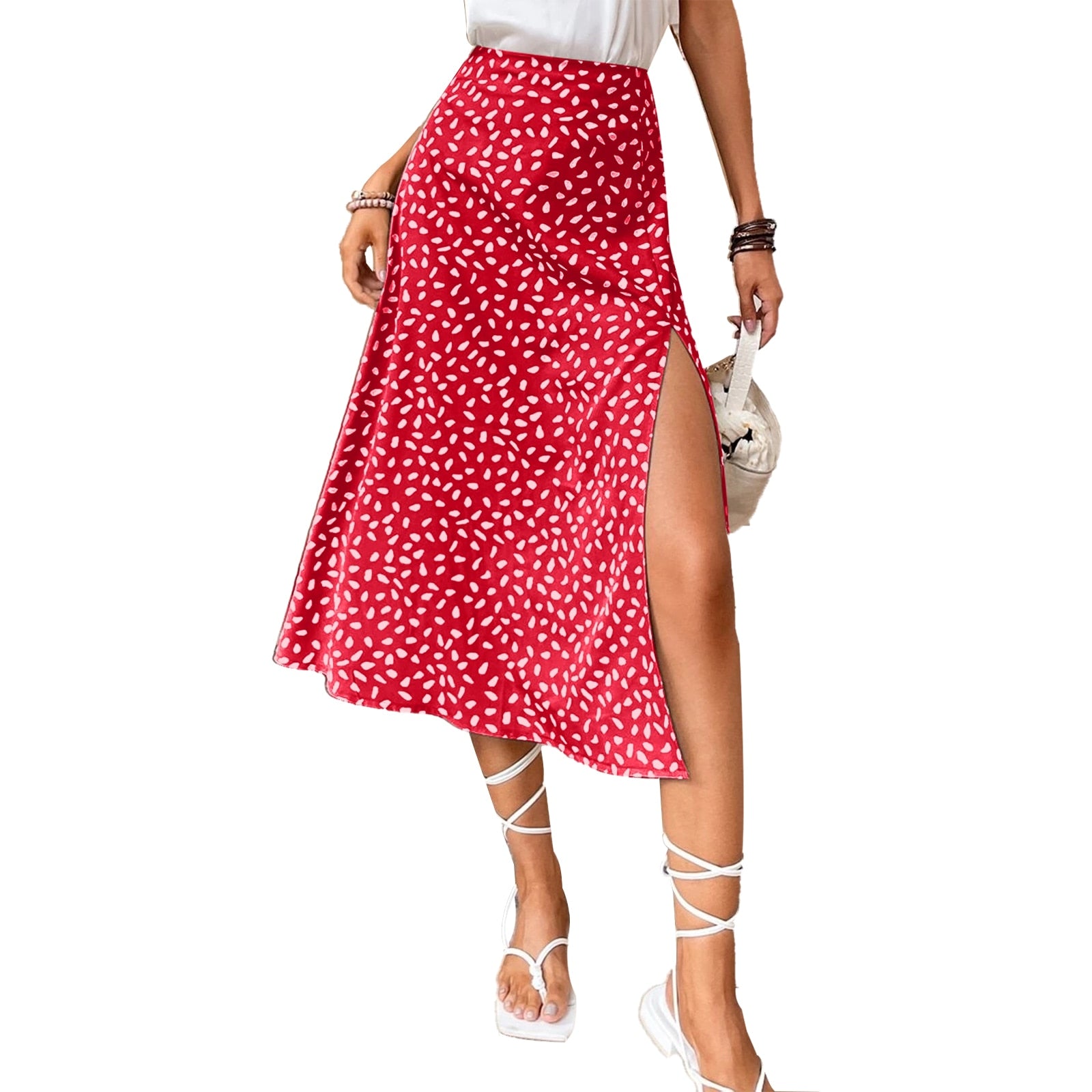 Split Thigh Print Skirts