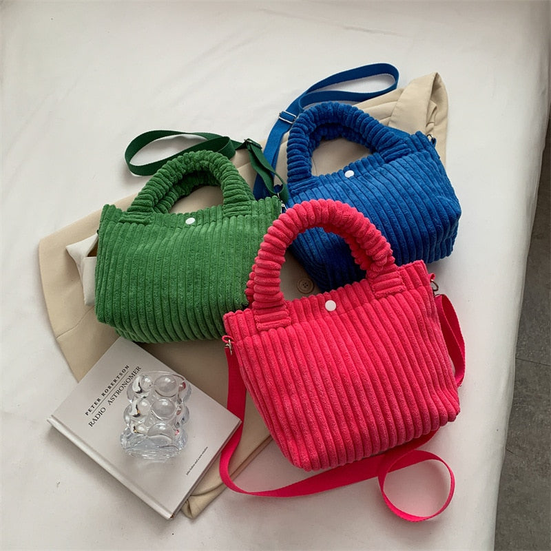Bucket Shoulder Corduroy Bag