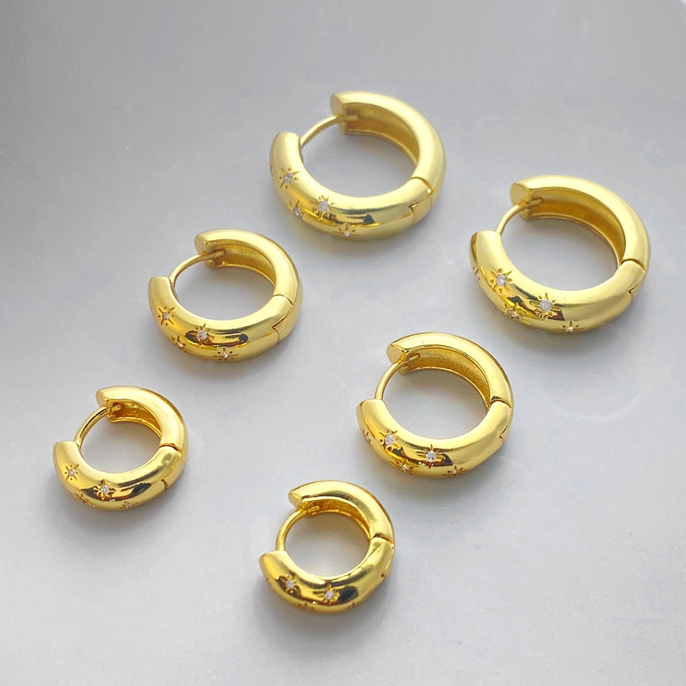Star Round Hoop Earring