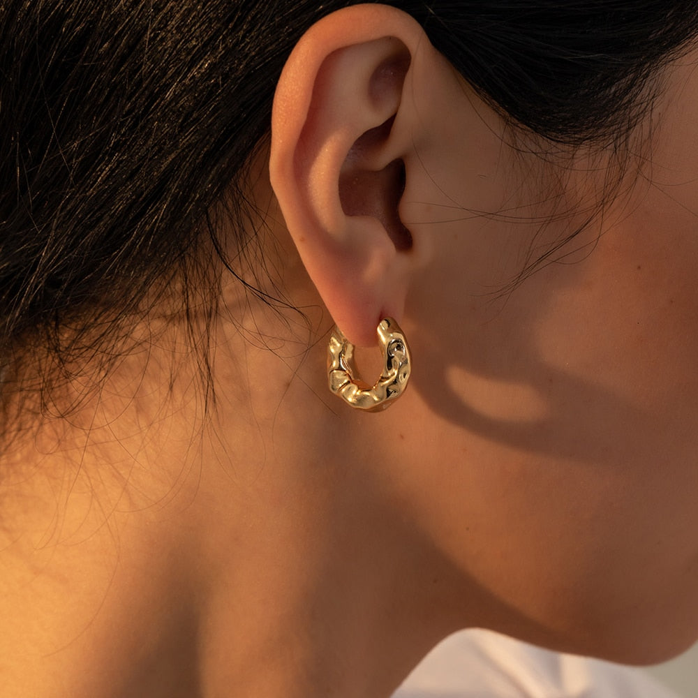 Punk Gold Chunky Hoop Earrings