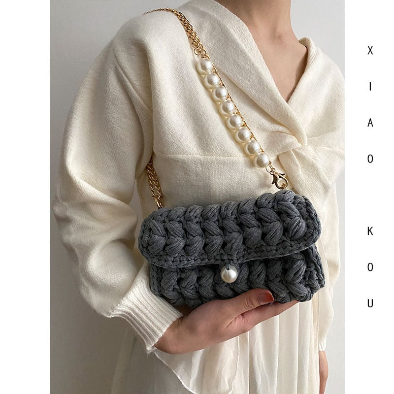 Crochet Pearl Shoulder Bag