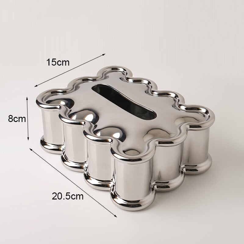 Silver Tissue Box Ceramic
